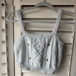 Light Blue Floral Knit Tank